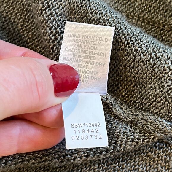 J.Jill Olive Green Long Cardigan Petite Medium Linen Blend - Picture 6 of 7